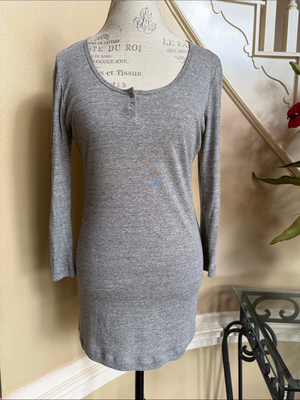 NWOT CAbi Heather Grey Henley Knit Tunic